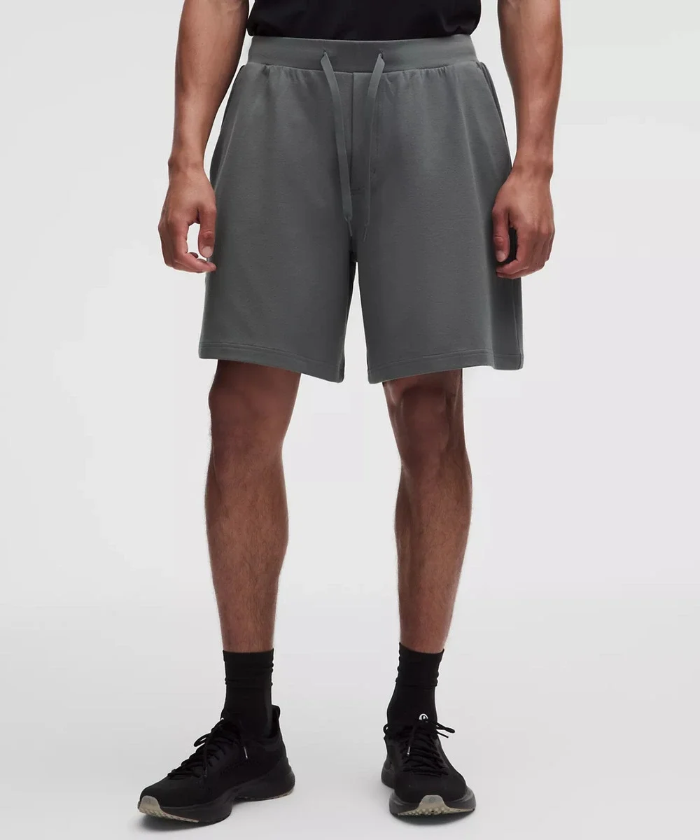 Lululemon Mens L Gray Heather Sweat Shorts 9in Drawstring Zip Pocket Lounge Gym